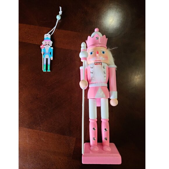 Pink Christmas Nutcracker Soldier Holiday Decor Wooden Statue Xmas Decoration - Picture 6 of 12